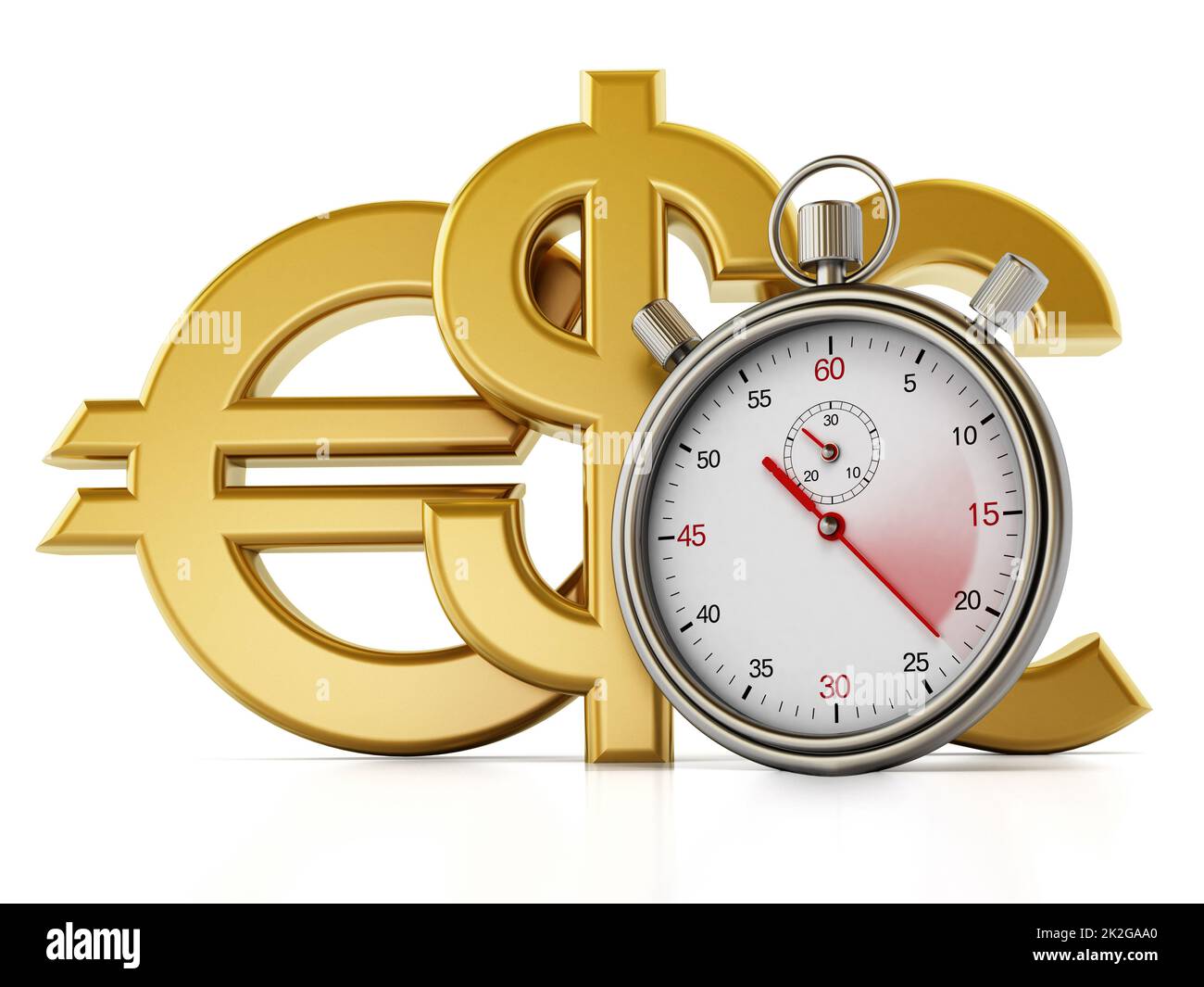 Chronometer- und Währungssymbole Stockfoto