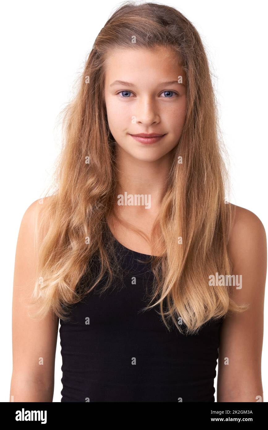 Hell und schön. Verkürzte Ansicht eines schönen jungen Teenager-Mädchen. Stockfoto