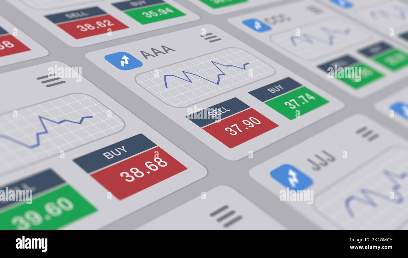Web-App für Aktienmärkte Stockfoto