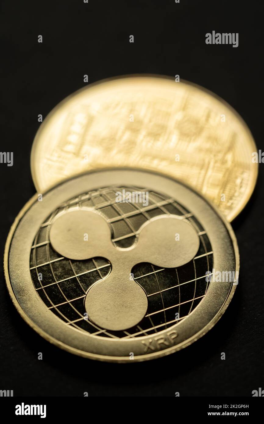 Golden Ripple XRP-Kryptowährung Stockfoto