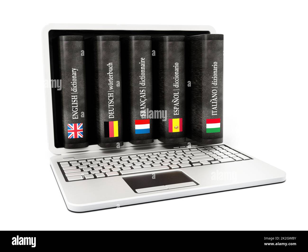 Wörterbücher auf dem Laptop-Bildschirm Stockfoto