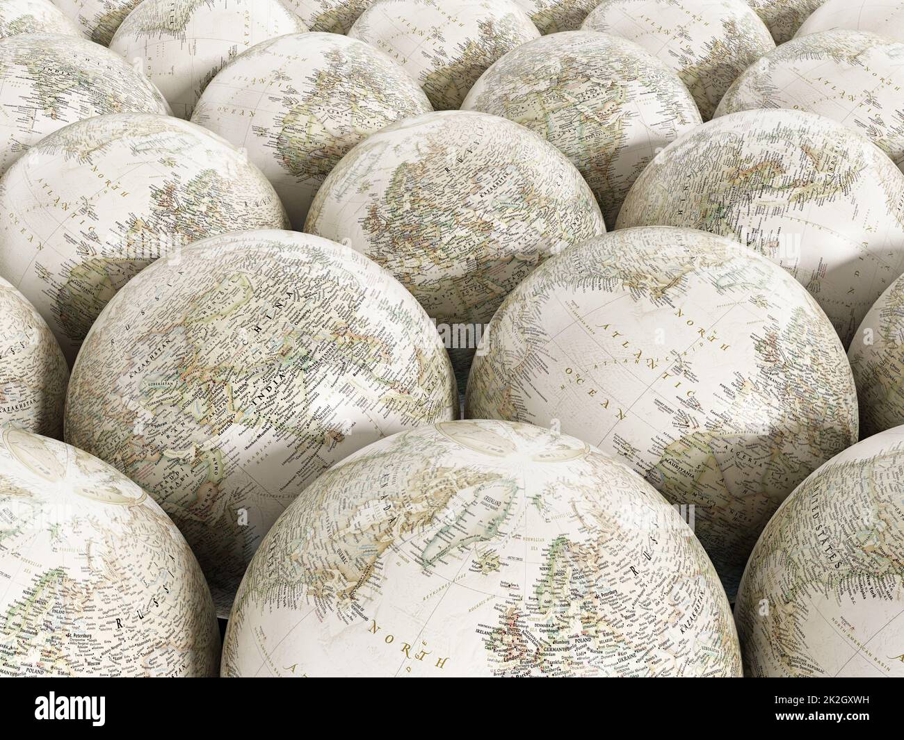 Ein Haufen Globen Stockfoto