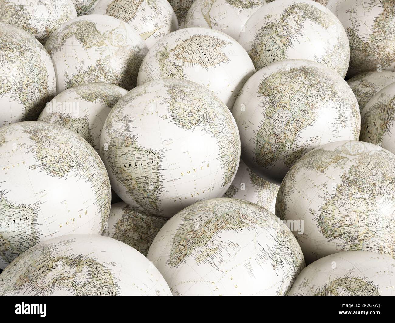Ein Haufen Globen Stockfoto