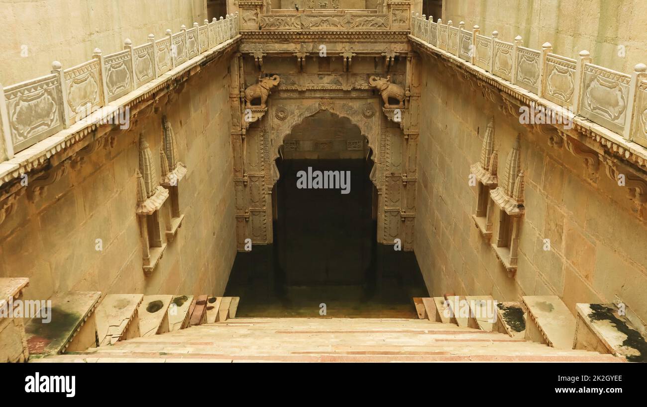 Treppen von Raniji KI Baori oder Queens Stepwell, Bundi, Rajasthan, Indien. Stockfoto