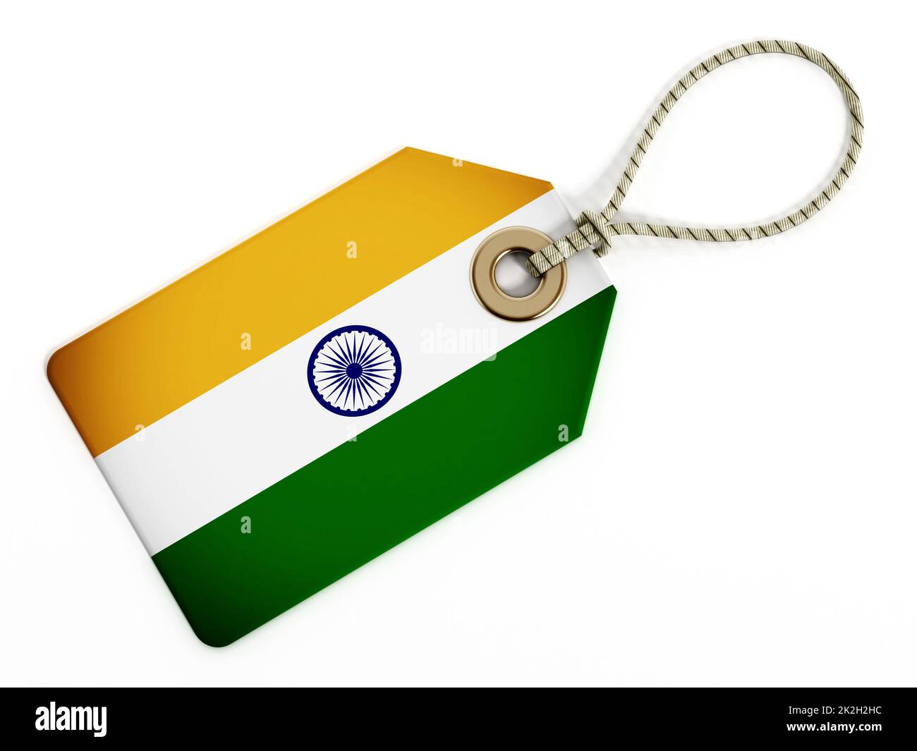 Indische Flagge auf isoliertem Tag Stockfoto