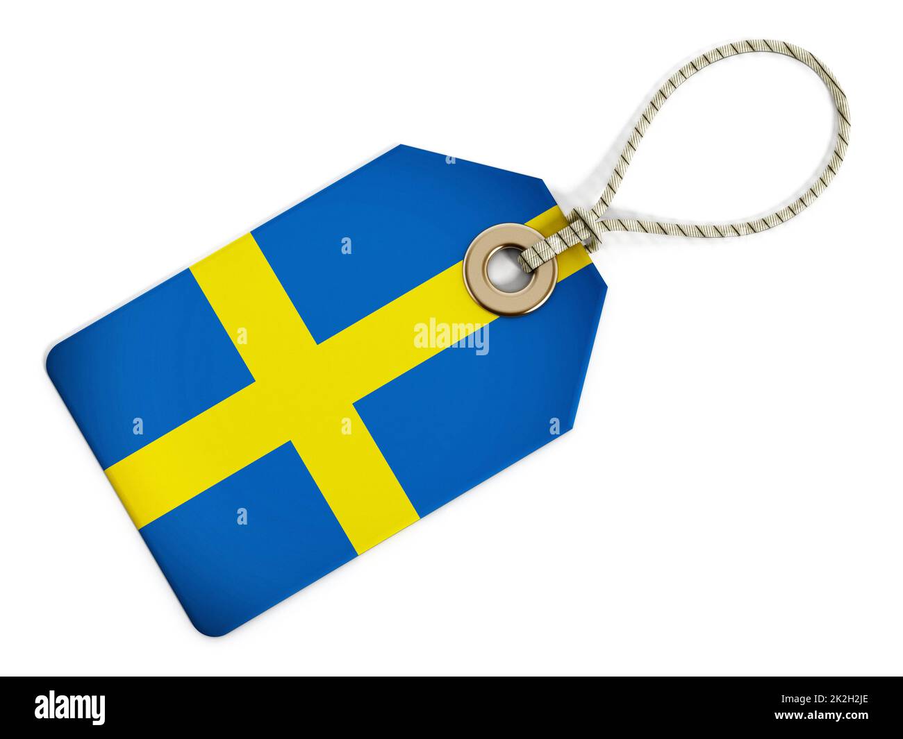 Schwedische Flagge auf isoliertem Etikett Stockfoto