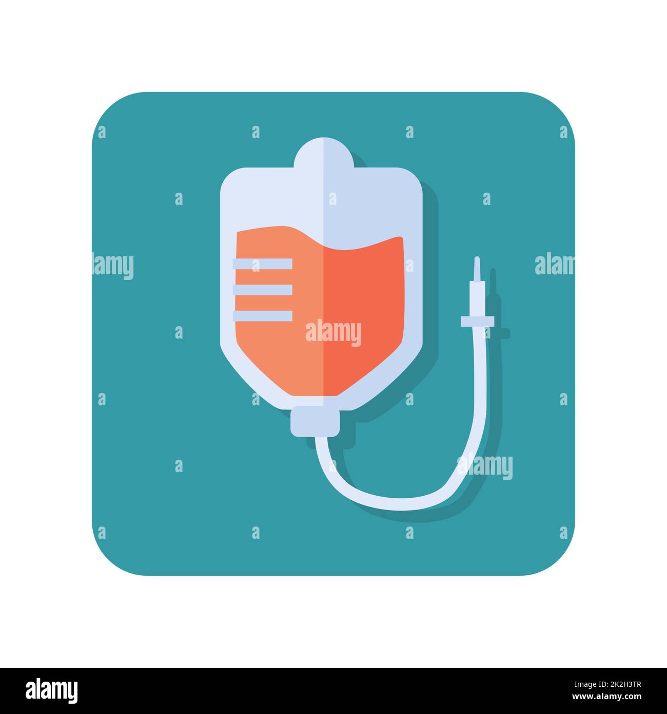 Abstraktes Schaltflächensymbol, Bluttransfusion auf weißem Hintergrund - Vektor Stockfoto