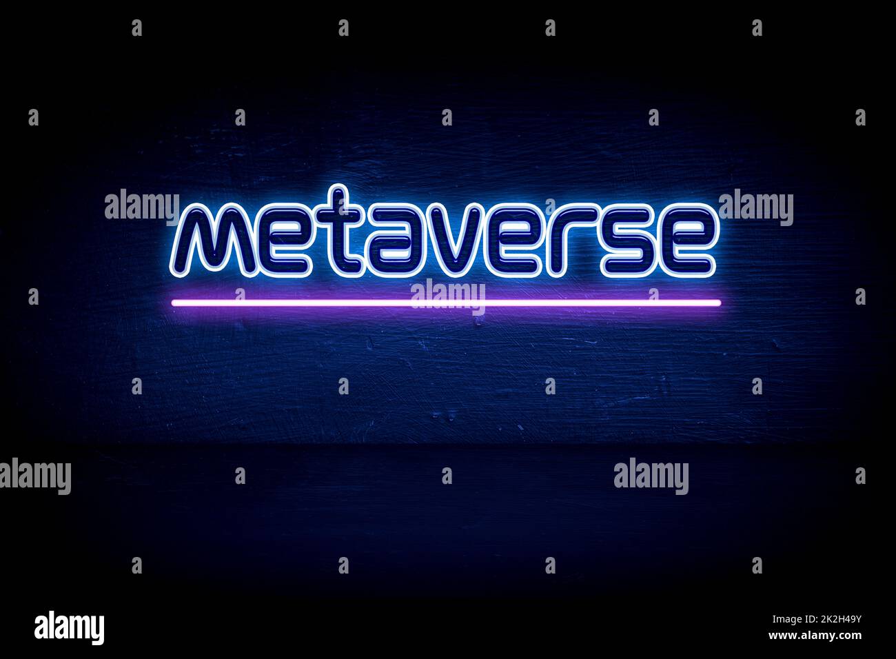 metaverse - blaues Neon-Ankündigungsschild Stockfoto