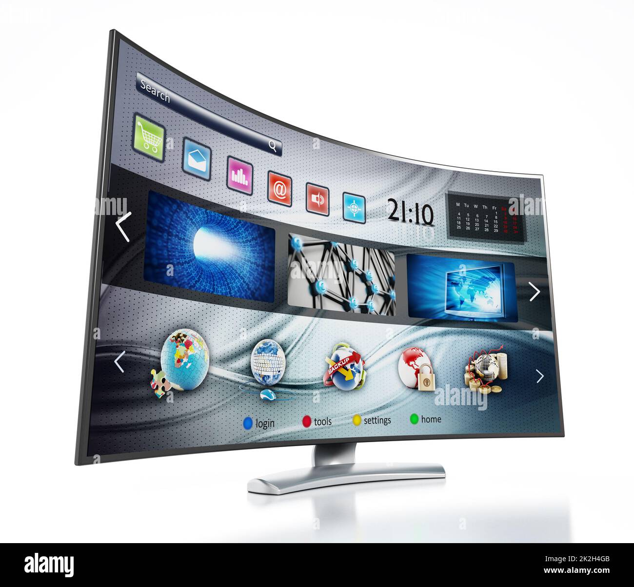 Smart TV zeigt den Hauptbildschirm an Stockfoto