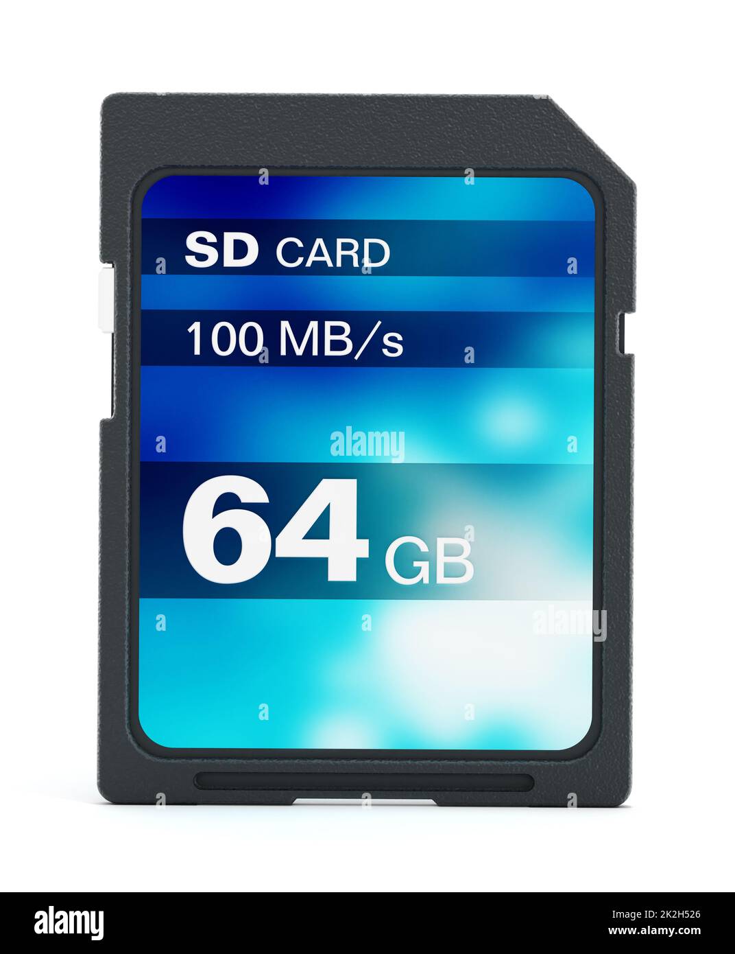 64 GB SD-Karte isoliert auf weißem Hintergrund. 3D Abbildung Stockfoto