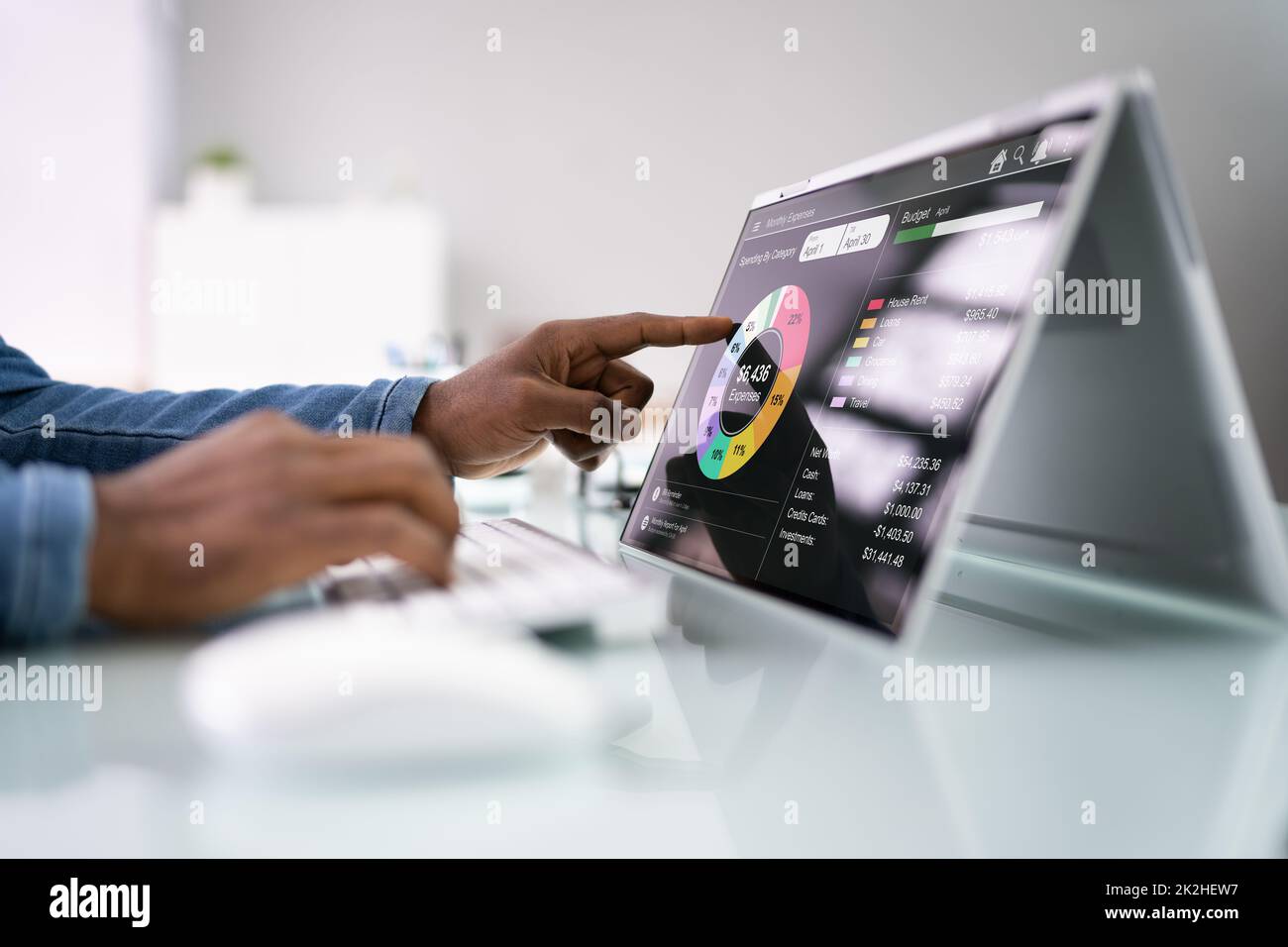 Anwendung Budgetplanung Stockfoto