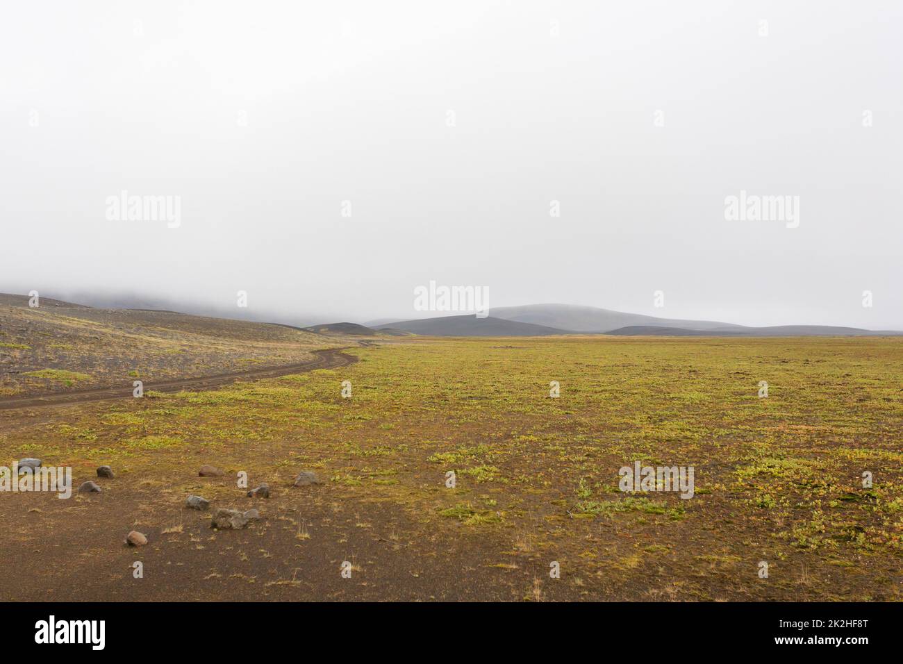 Isländische Landschaft. Thrihyrningsvatn Lakeshore, Zentralisland Stockfoto