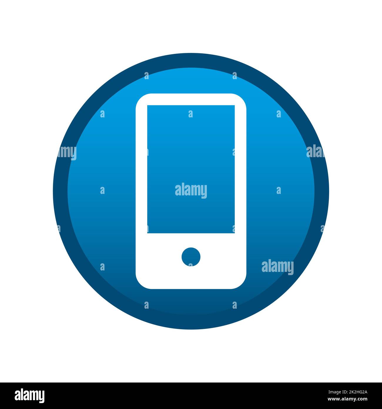 Rundes Medien-Smartphone-Symbol auf weißem Hintergrund - Vektor Stockfoto