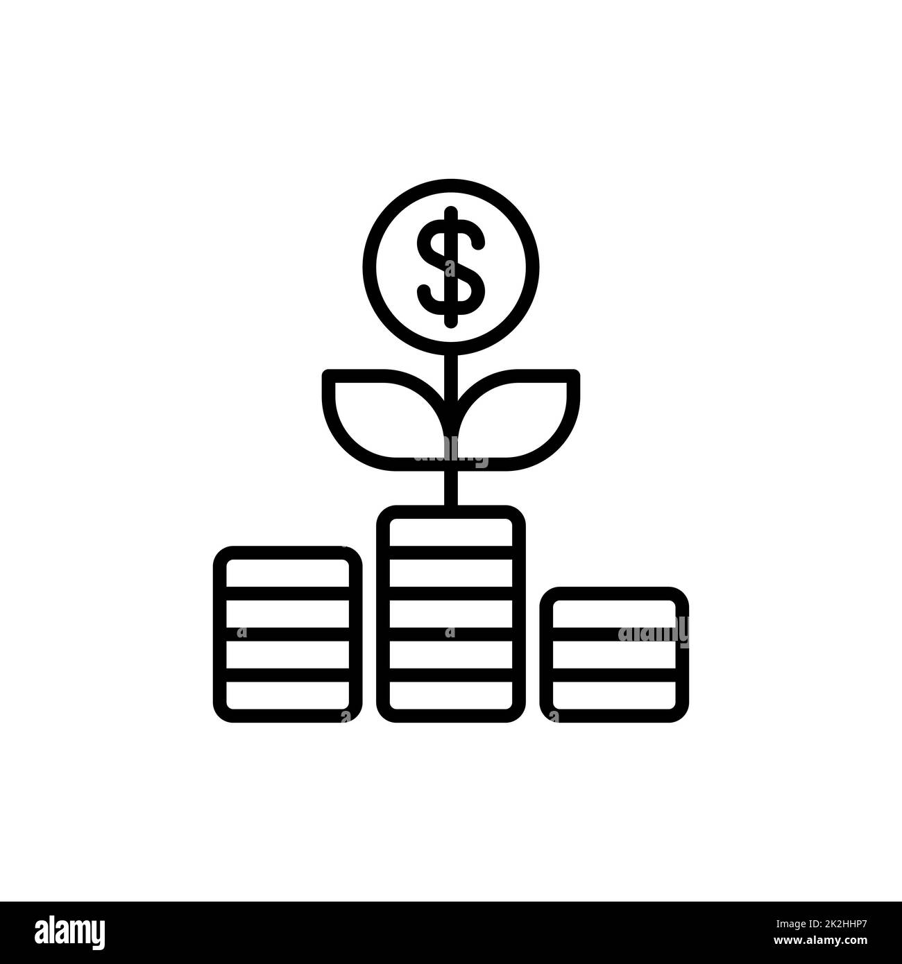 Dünne Linie Symbol für Finanzwachstum auf weißem Hintergrund - Vektor Stockfoto