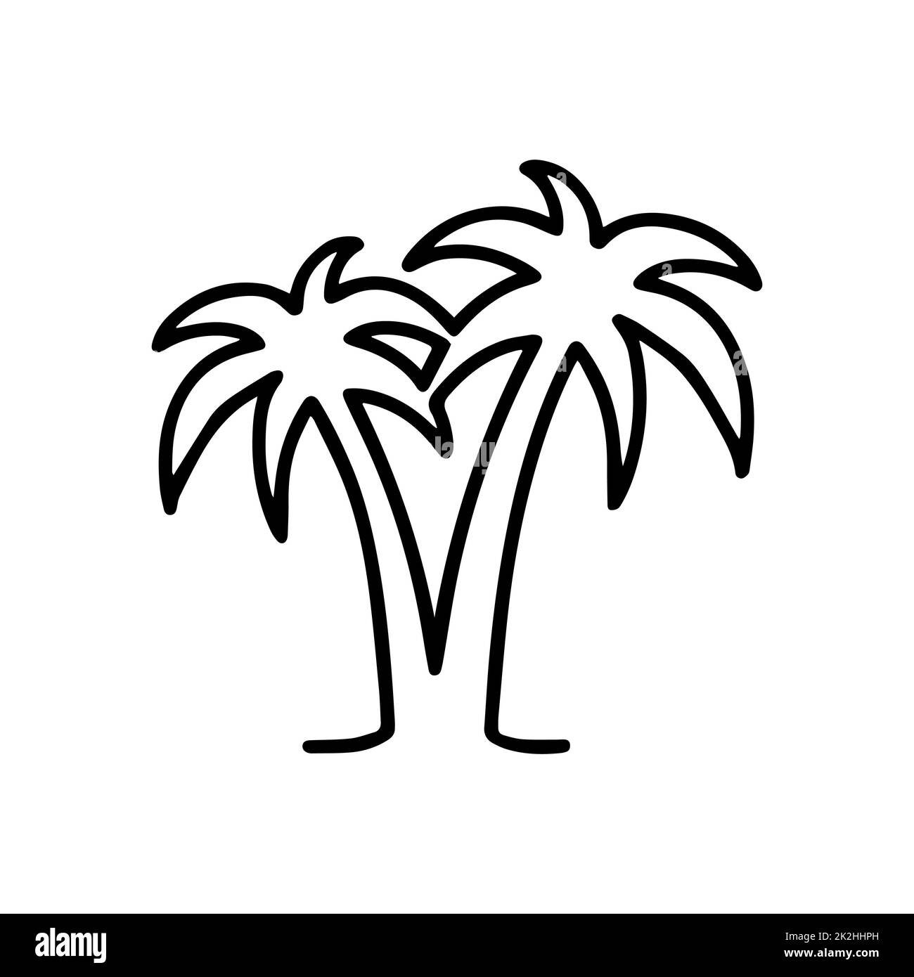 Dünne Linie Palmenbaumsymbol isoliert auf weißem Hintergrund - Vektor Stockfoto