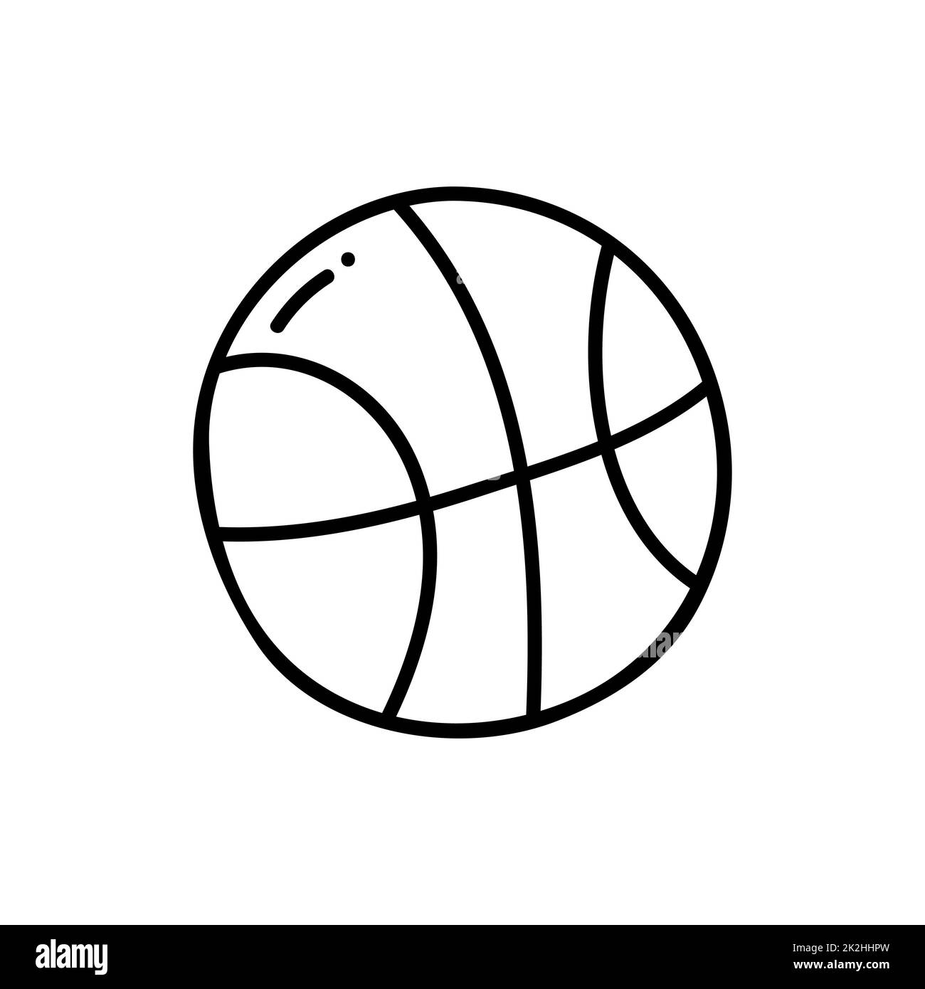 Basketballball dünnes Liniensymbol isoliert auf weißem Hintergrund - Vektor Stockfoto