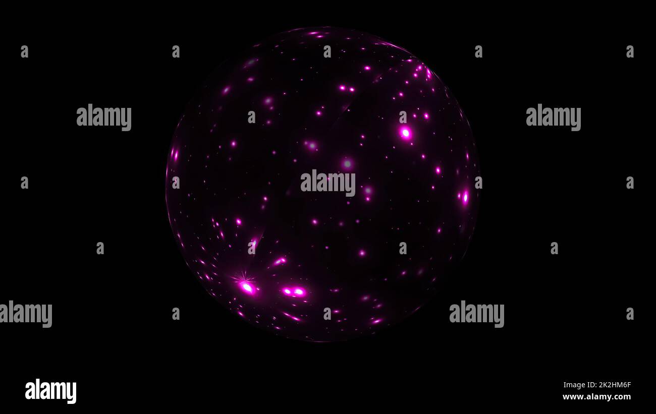 Bunte Punkte auf Kugel über Schwarz Stockfoto