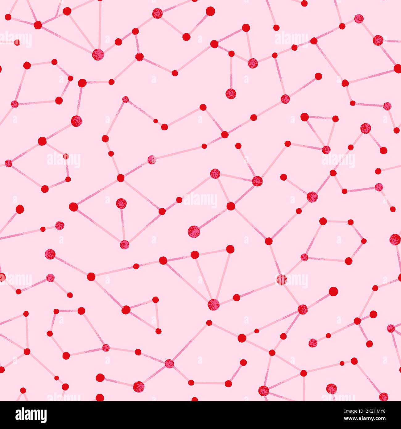 Abstraktes Nahtloses Muster mit roten Sternbildern. Vektordarstellung zum Thema Astrologie, Astronomie Stockfoto
