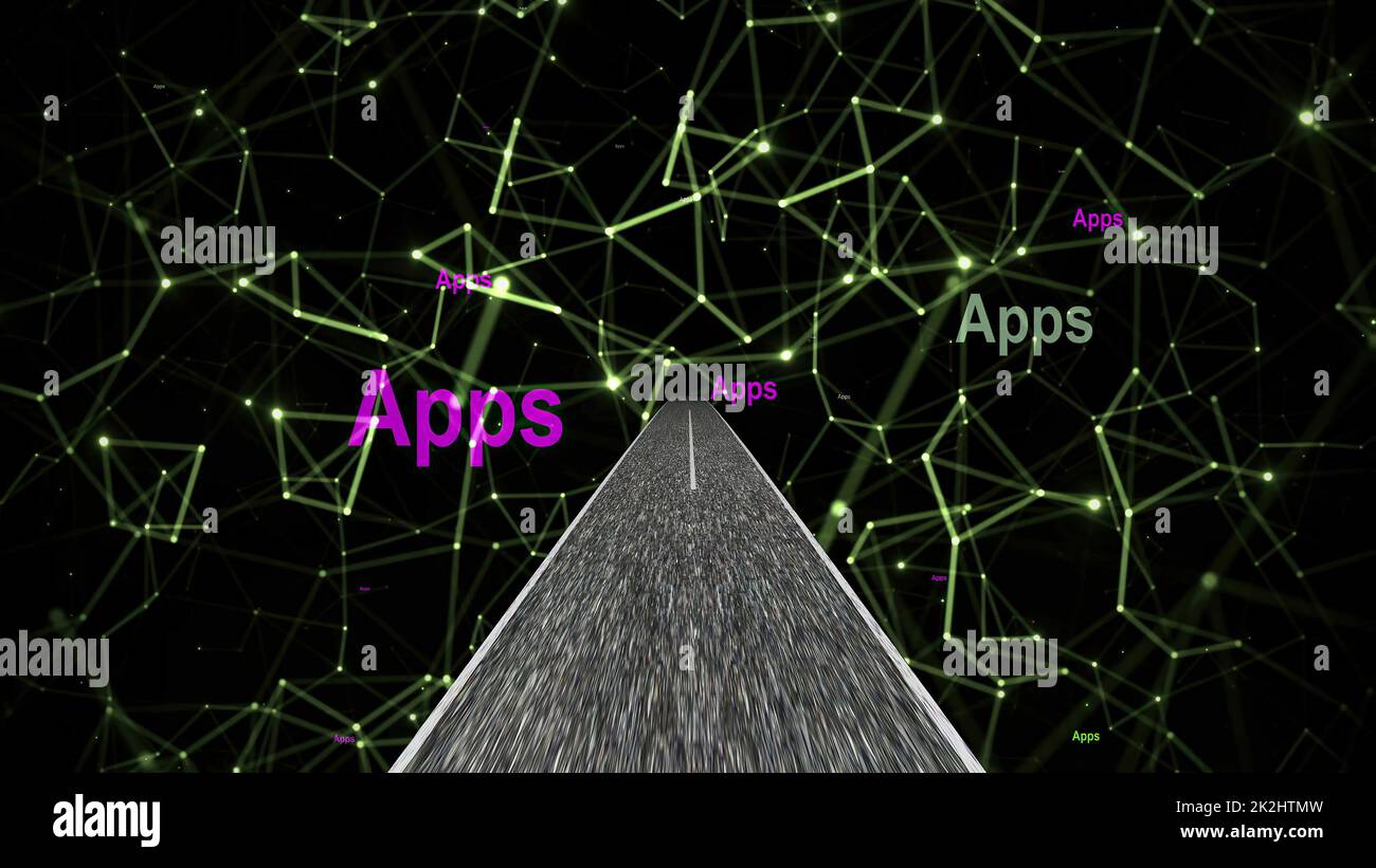 Fahrt in die Welt der Apps Stockfoto