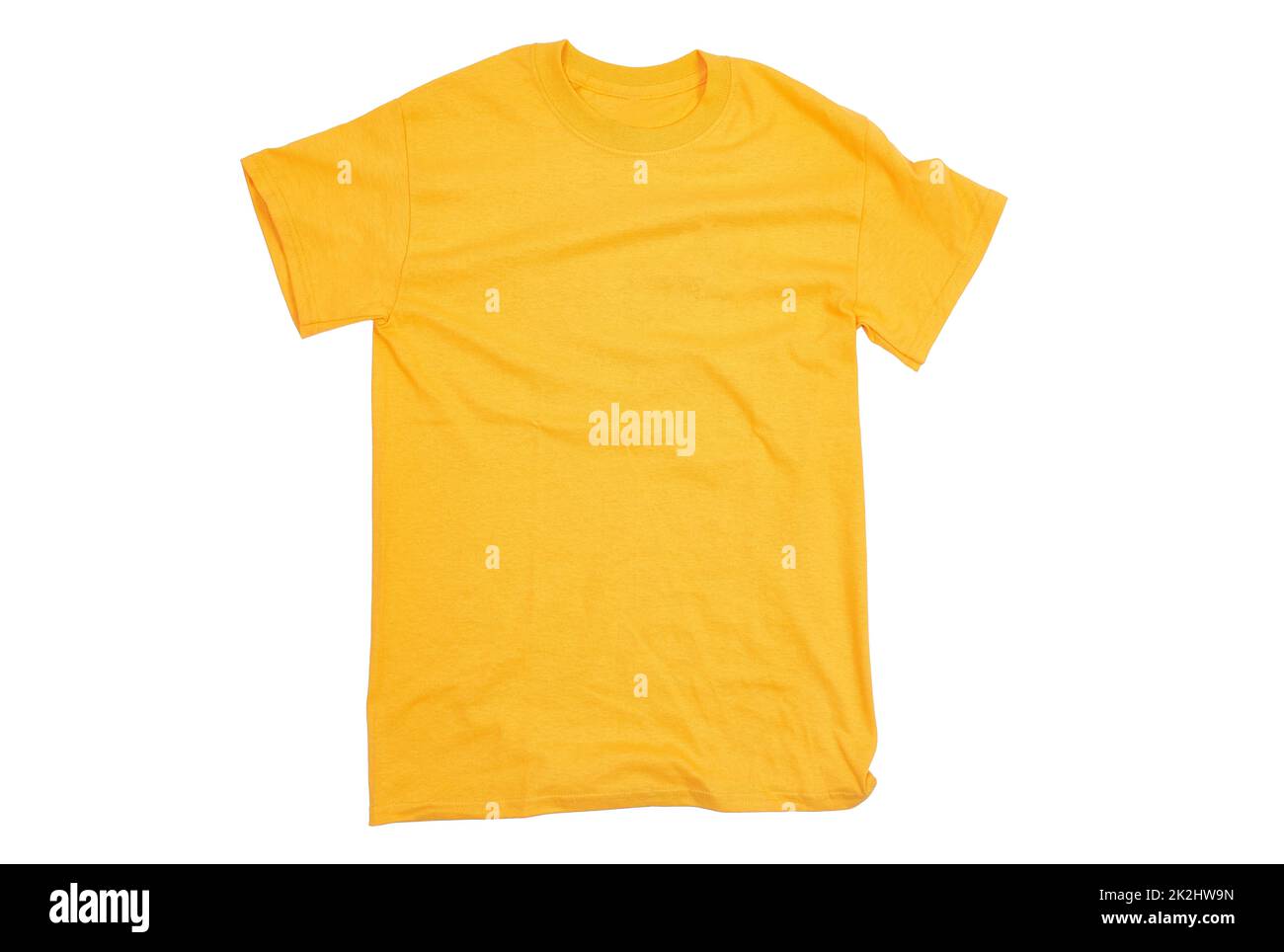 Gelbes T-Shirt mit weißem Hintergrund Stockfoto
