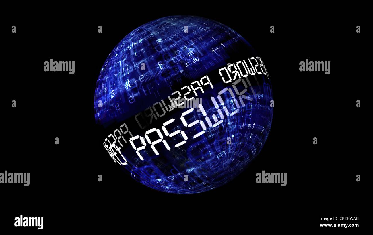 Passwortkonzept auf rotierender Kugel Stockfoto