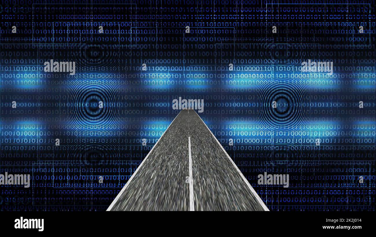 Fahren durch die Welt der Technologiewissenschaften Stockfoto