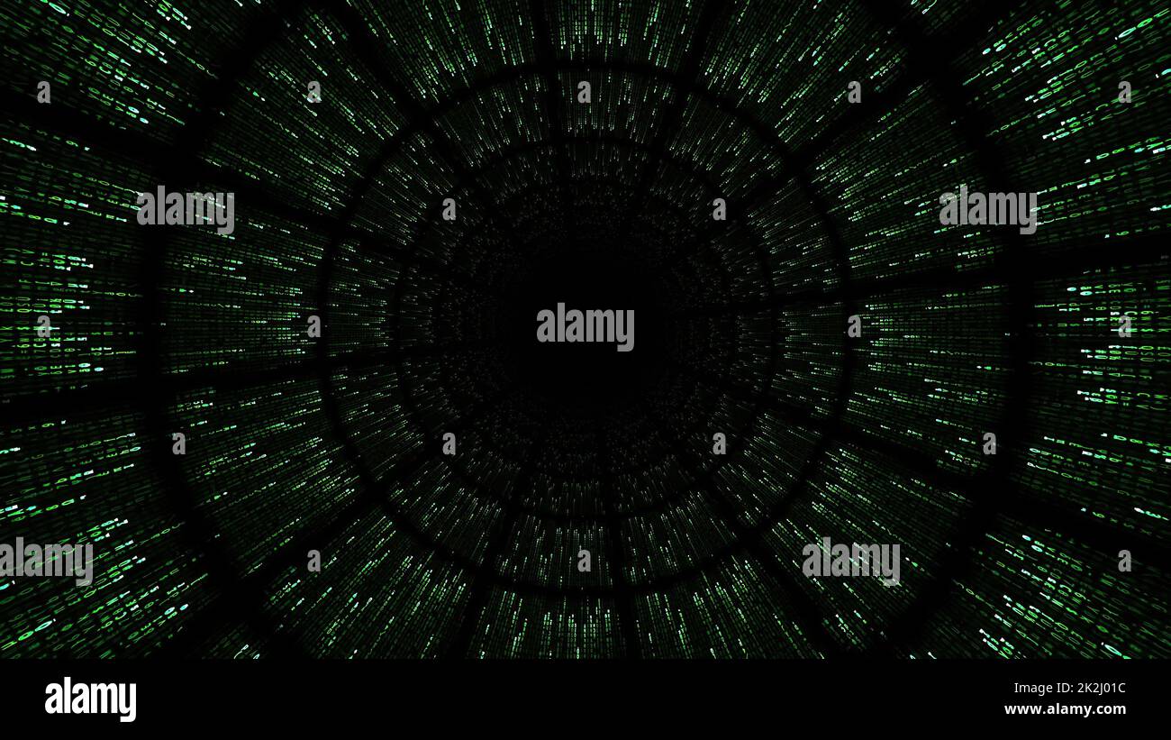 Hypnotische grüne Punkte im Tunnel Stockfoto