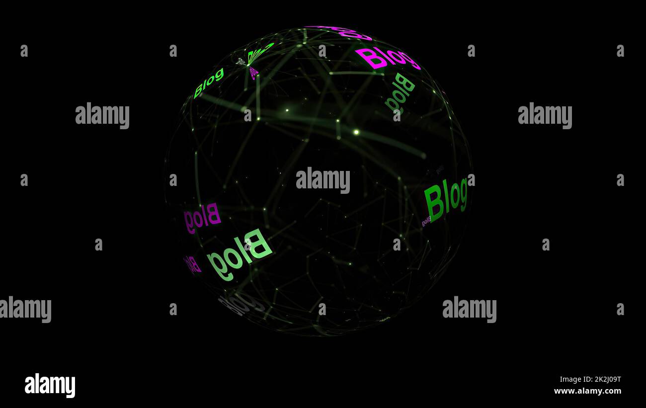 Blog-Konzept zur rotierenden Kugel Stockfoto
