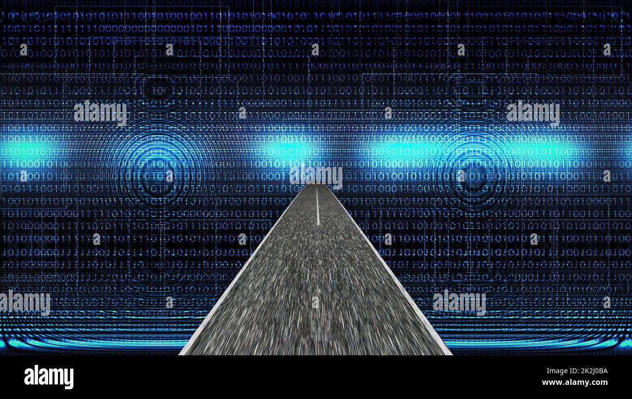 Fahren durch die Welt der Technologiewissenschaften Stockfoto