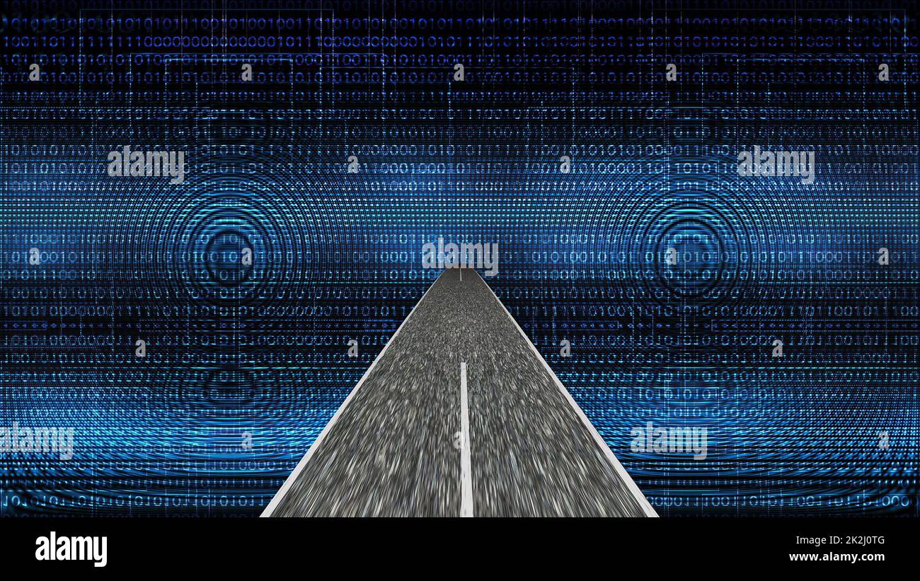 Fahren durch die Welt der Technologiewissenschaften Stockfoto