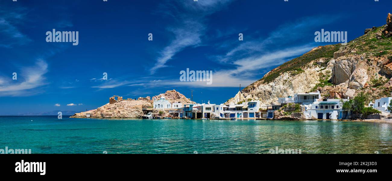 Der Strand von Firapotamos in Milos, Griechenland Stockfoto
