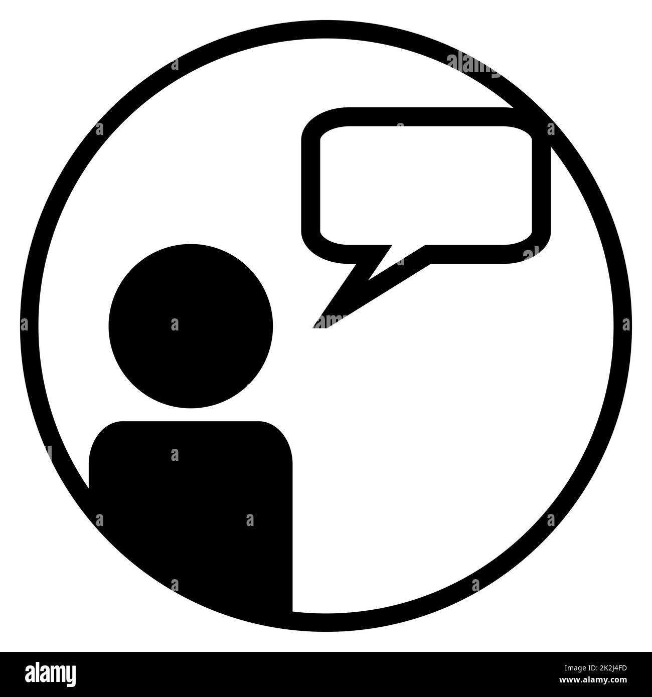 Symbol im Kreis, das den Kontakt oder Chat anzeigt Stockfoto