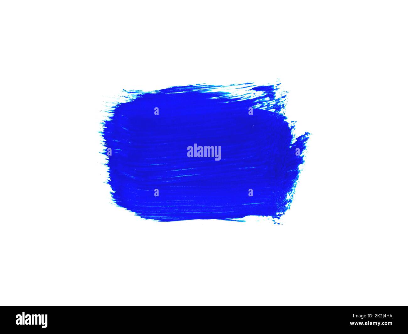 Blauer Pinselstrich auf weißem Hintergrund Stockfoto