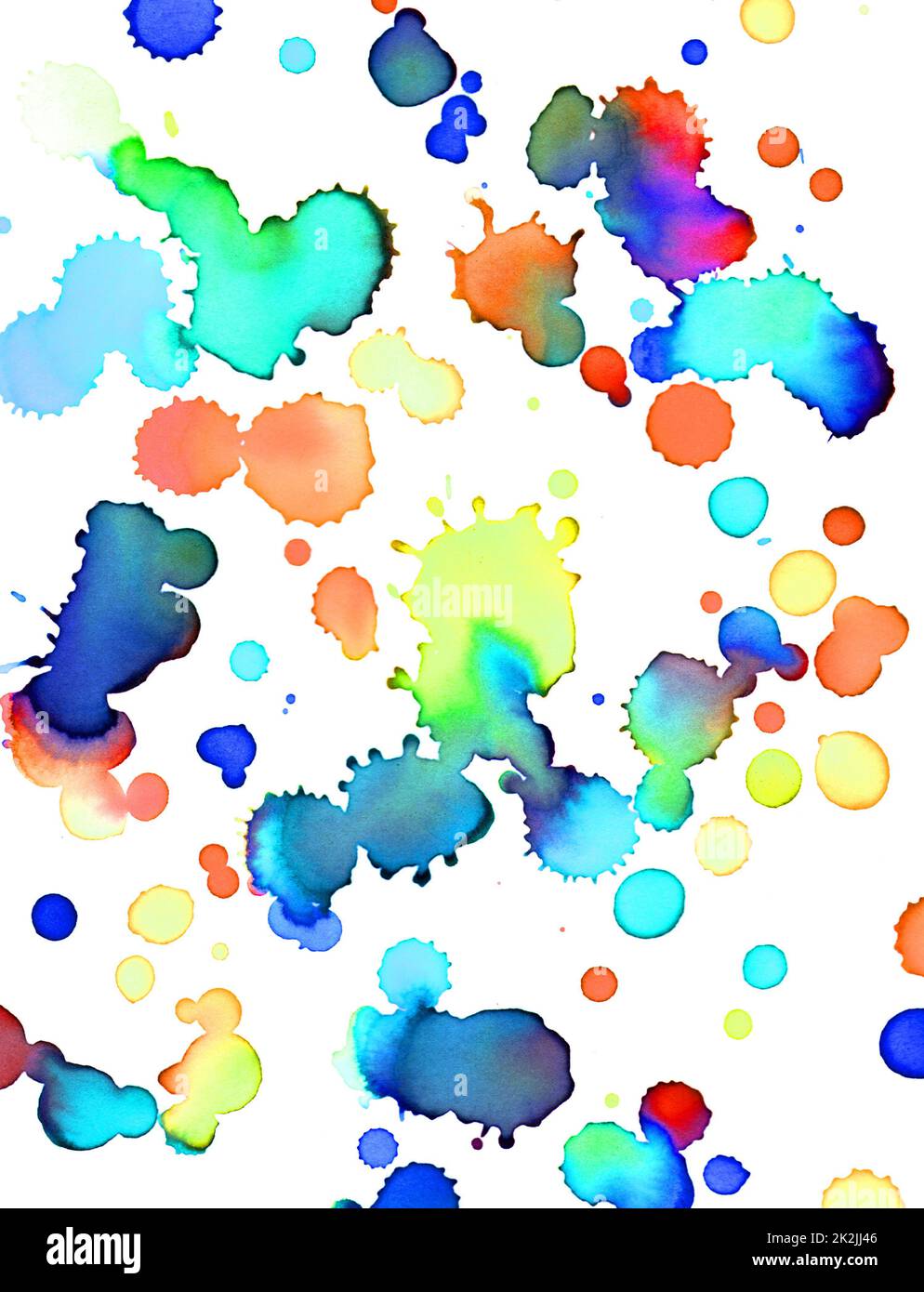 Weißer Hintergrund und Pinsel mit bunten Farben Stockfoto