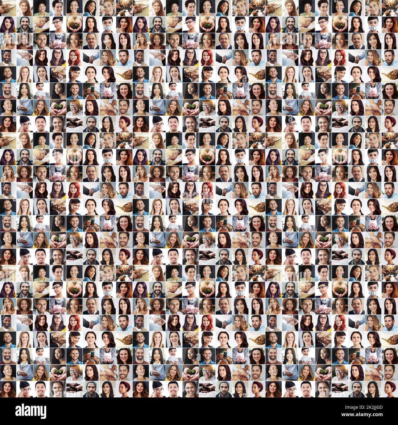 Vielfalt und Unterschiede. Zusammengesetztes Bild einer vielfältigen Gruppe von Menschen. Stockfoto