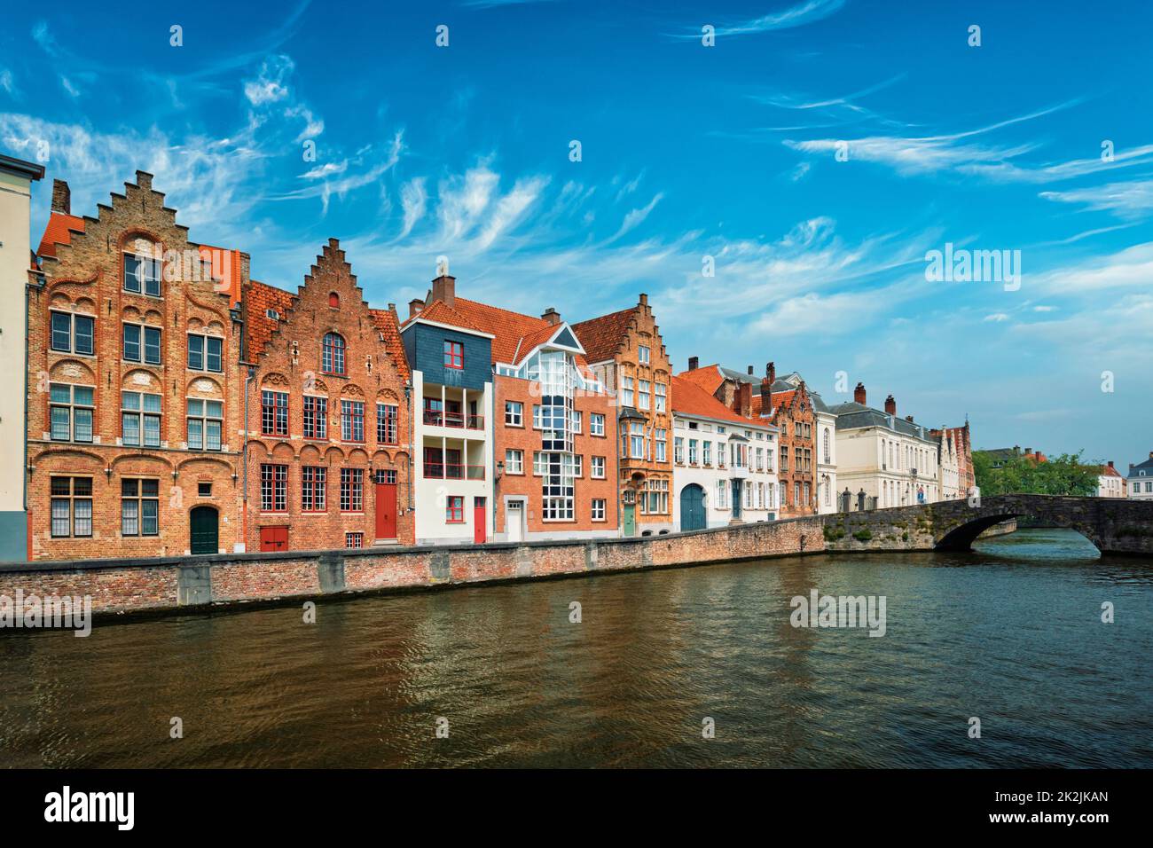 Brugge-Kanal und alte Häuser. Brügges, Belgien Stockfoto