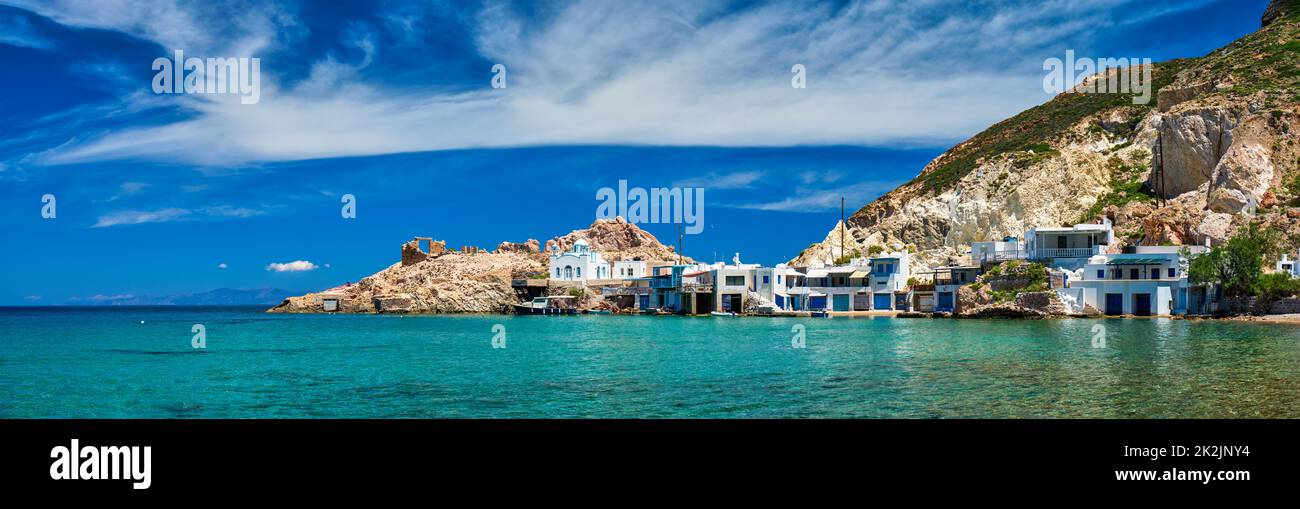 Der Strand von Firapotamos in Milos, Griechenland Stockfoto
