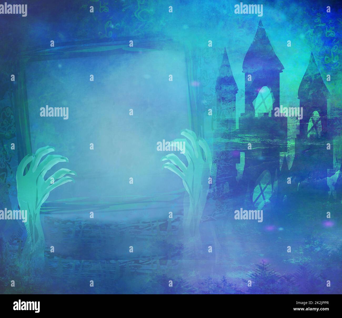 Zombie Hände aus Grab frame Stockfoto