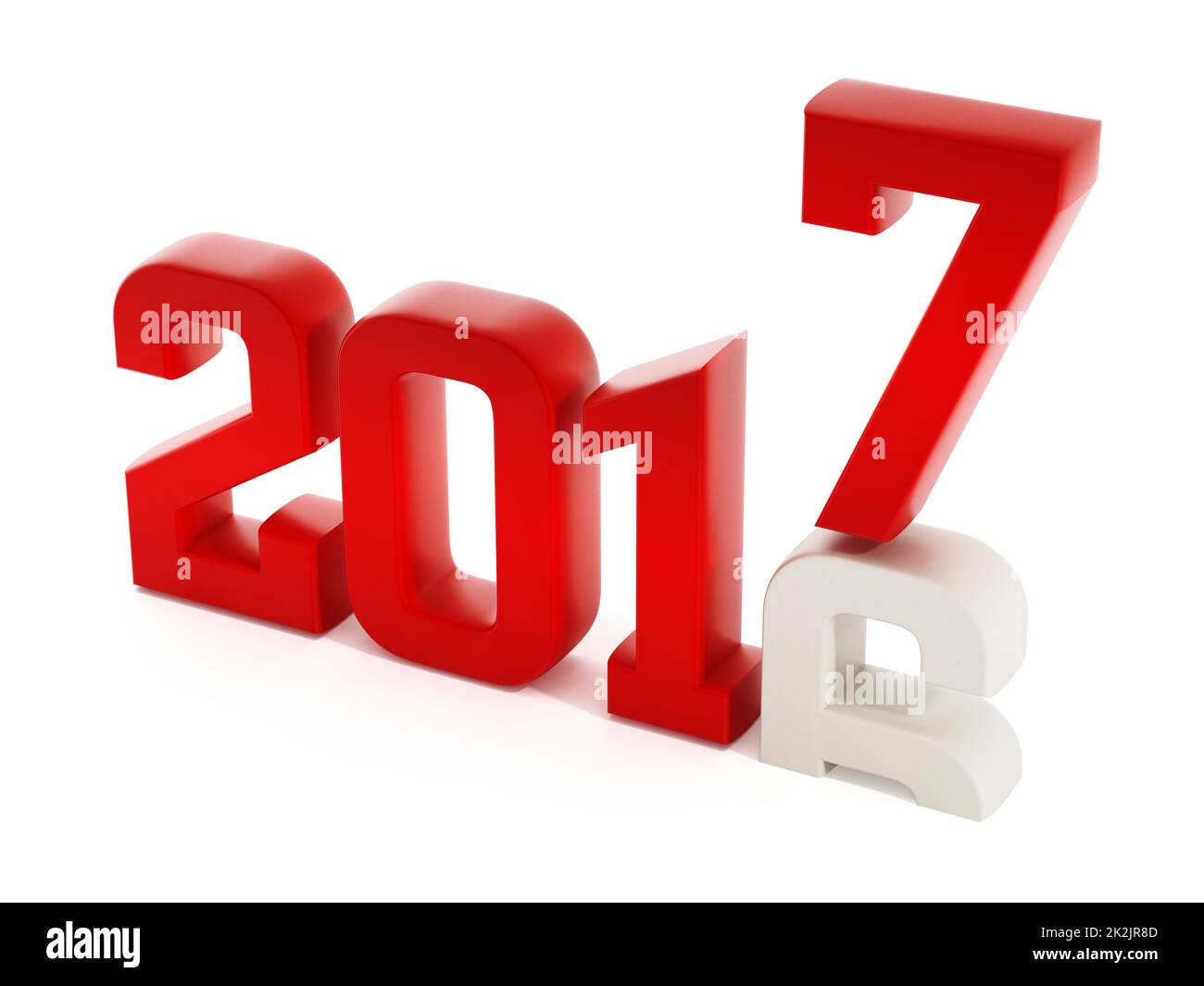 2017-Text ersetzt 2016. 3D Abbildung Stockfoto