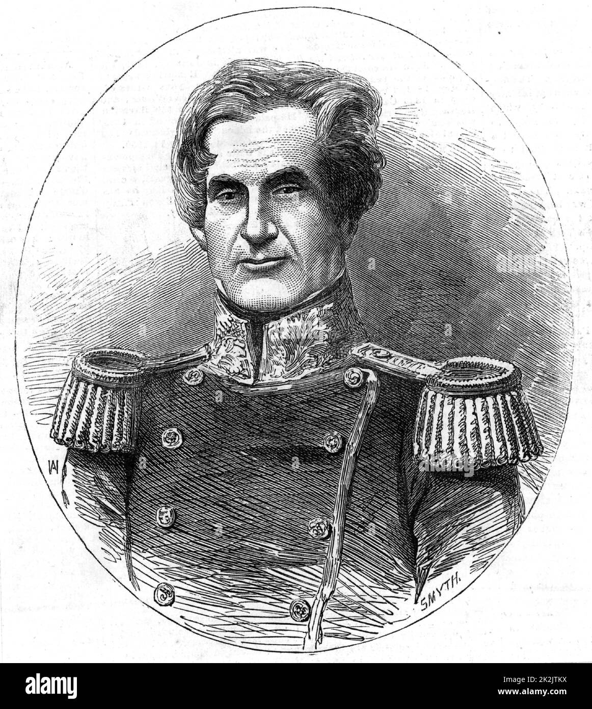 Edmund Lyons, 1. Baron Lyons, (1790-1858), British Naval Officer bei Burton in der Nähe von Christchurch, Hampshire geboren. Die Royal Navy 1803 eingetragen. Kommandant der britischen Schwarzmeerflotte von 1855 während der Krim (Russisch-türkischen Krieg 1853-1856). Commander-in-Chief der Britischen Mittelmeerflotte 1855-1858. Konteradmiral 1850. Von der "Illustrated London News" (London, 8. Juli 1854). Stockfoto