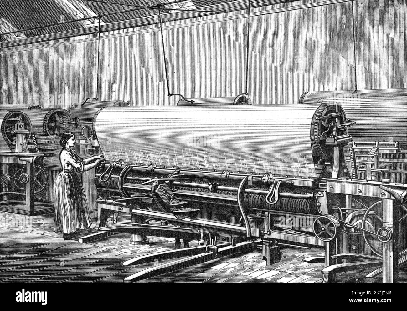 Webstuhl für die Herstellung von Hanffischernetzen. J & W Stuarts Fabrik, Musselburgh, in der Nähe von Edinburgh, Schottland. Aus „Great Industries of Great Britain“ (London, c1880). Gravur. Stockfoto