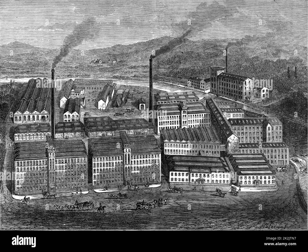 J & J Clark's Anchor Thread Works, Paisley, Renfrewshire, Schottland. Clarks waren seit mehr als einem Jahrhundert für ihre Nähfäden und merzerisierte Baumwolle bekannt. Aus „Great Industries of Great Britain“ (London, c1880). Gravur. Stockfoto