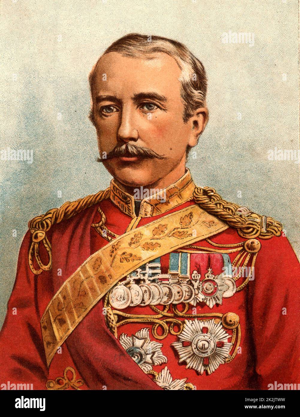 Garnett Joseph Wolseley, lst Viscount Wolseley (1833-1913). Englischer Soldat. Oberbefehlshaber der britischen Armee 1890-1895. 1885 kam er zu spät in Khartum an, um General Gordon zu entlasten. Chromolithographie 1885. Stockfoto