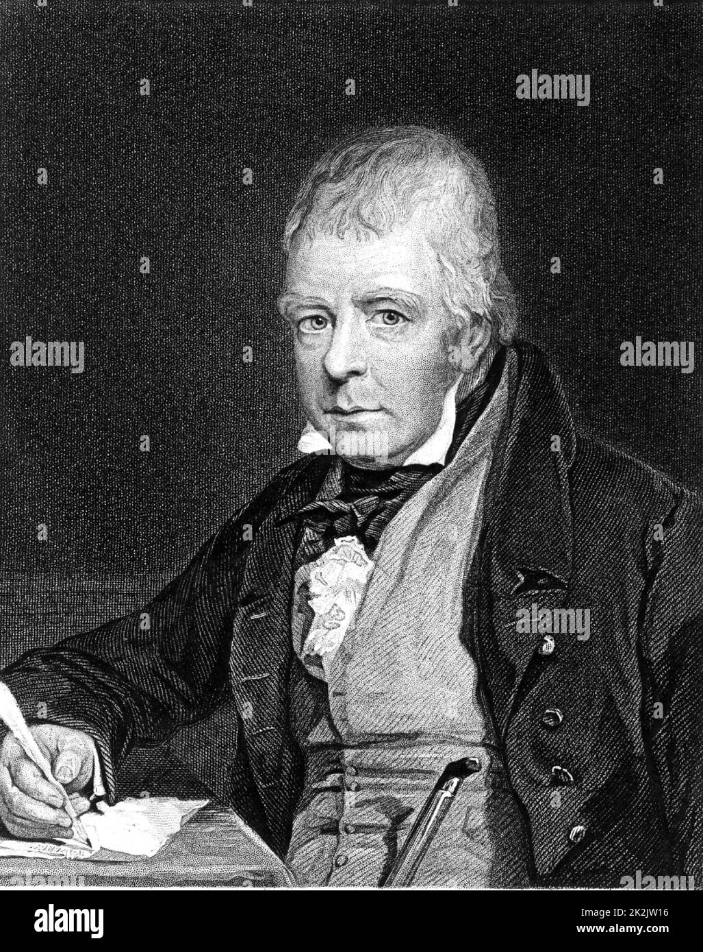 Walter Scott (1771-1832) schottischer Autor und Dichter. Am besten für seine historischen Romane Waverley gedacht. Gravur nach dem Porträt von John Prescott Knight (1803-1881) aus "Das weltweit große Männer' (London, c 1870). Stockfoto