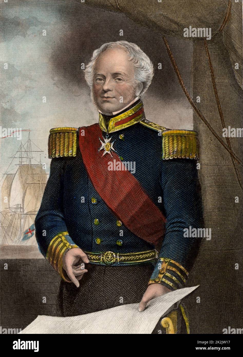 James Whitley Deans Dundas (1785-1862) britischer Marinekommandeur. Trat 1799 in die Royal Navy ein. Zum Vizeadmiral und Oberbefehlshaber der Mittelmeerflotte ernannt (1852-1855). Admiral 1857. Kupferstich c1860. Stockfoto