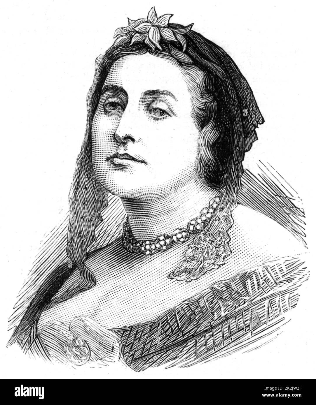 Caroline Elizabeth Sarah Norton (geb. Sheridan - 1808-1877) Englische Dichterin, Romanautorin und Pamphleteerin. Wegen des Missbrauchs ihres Mannes setzte sie sich für die Rechte von Frauen in der Ehe ein. Heldin des Romans von George Meredith 'Diana der Kreuzschwulen' 1885, basierend auf Carolines Leben. Gravur 1877. Stockfoto