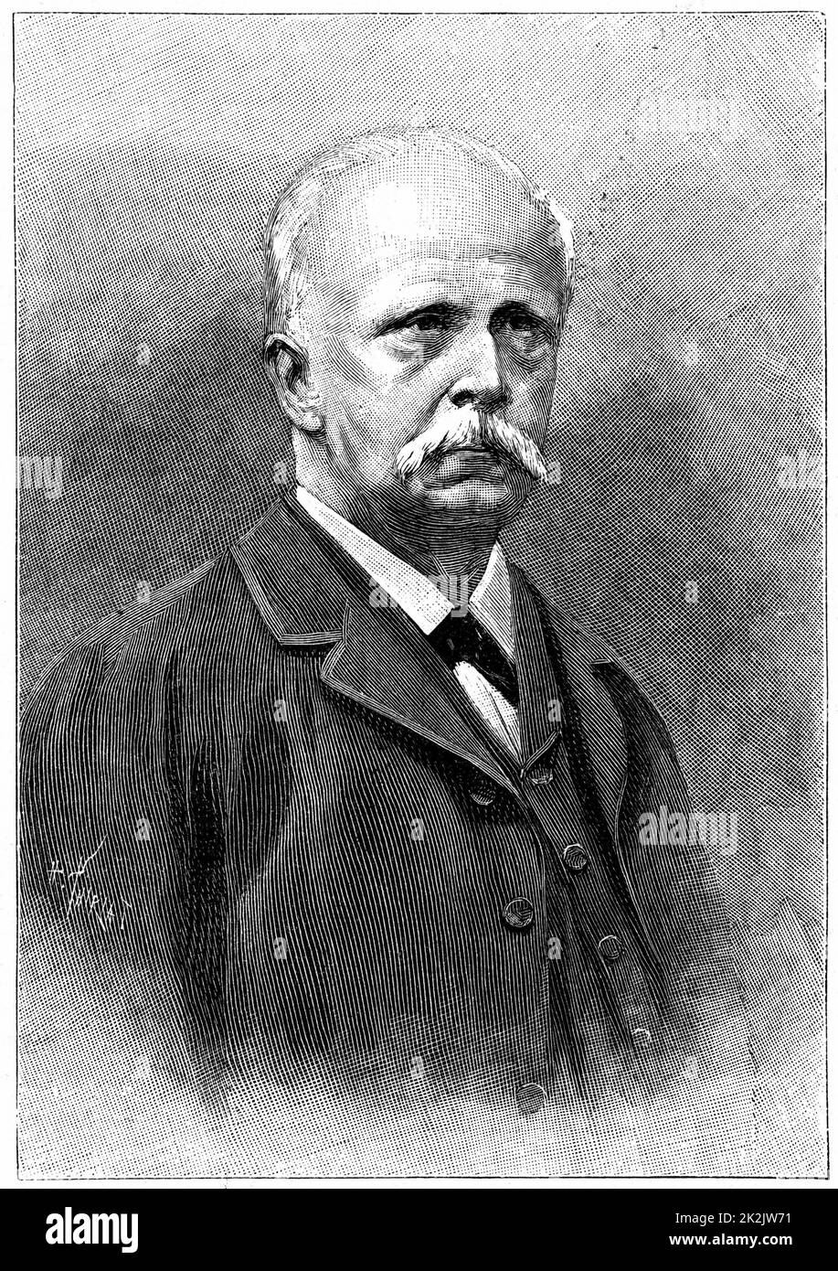 Hermann Ludwig Ferdinand von Helmholtz 1821-1894). Deutscher Physiker und Physiologe. Opthalmascope. Von La Nature, Paris, 1894. Gravur Stockfoto