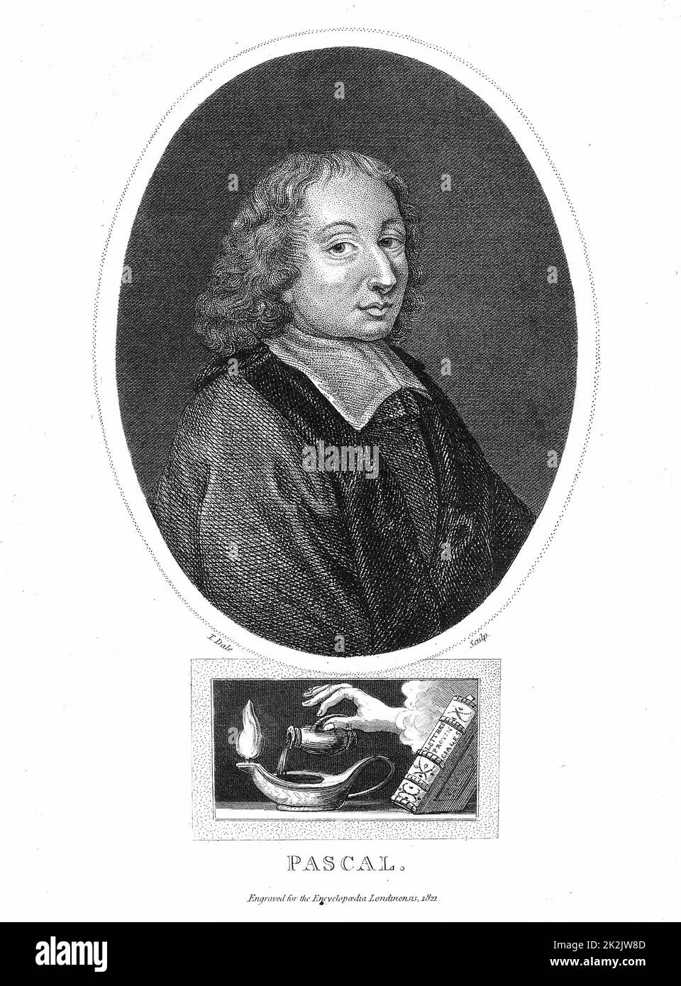 Blaise Pascal (1623-62) französischer Philosoph, Mathematiker, Physiker und Theologe. Stipple Gravur 1821 Stockfoto