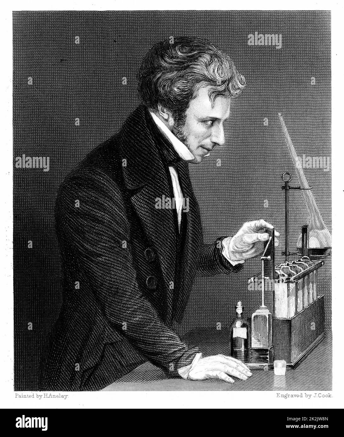 Michael Faraday (1791-1867) britischer Chemiker und Physiker c1845. Gravur Stockfoto