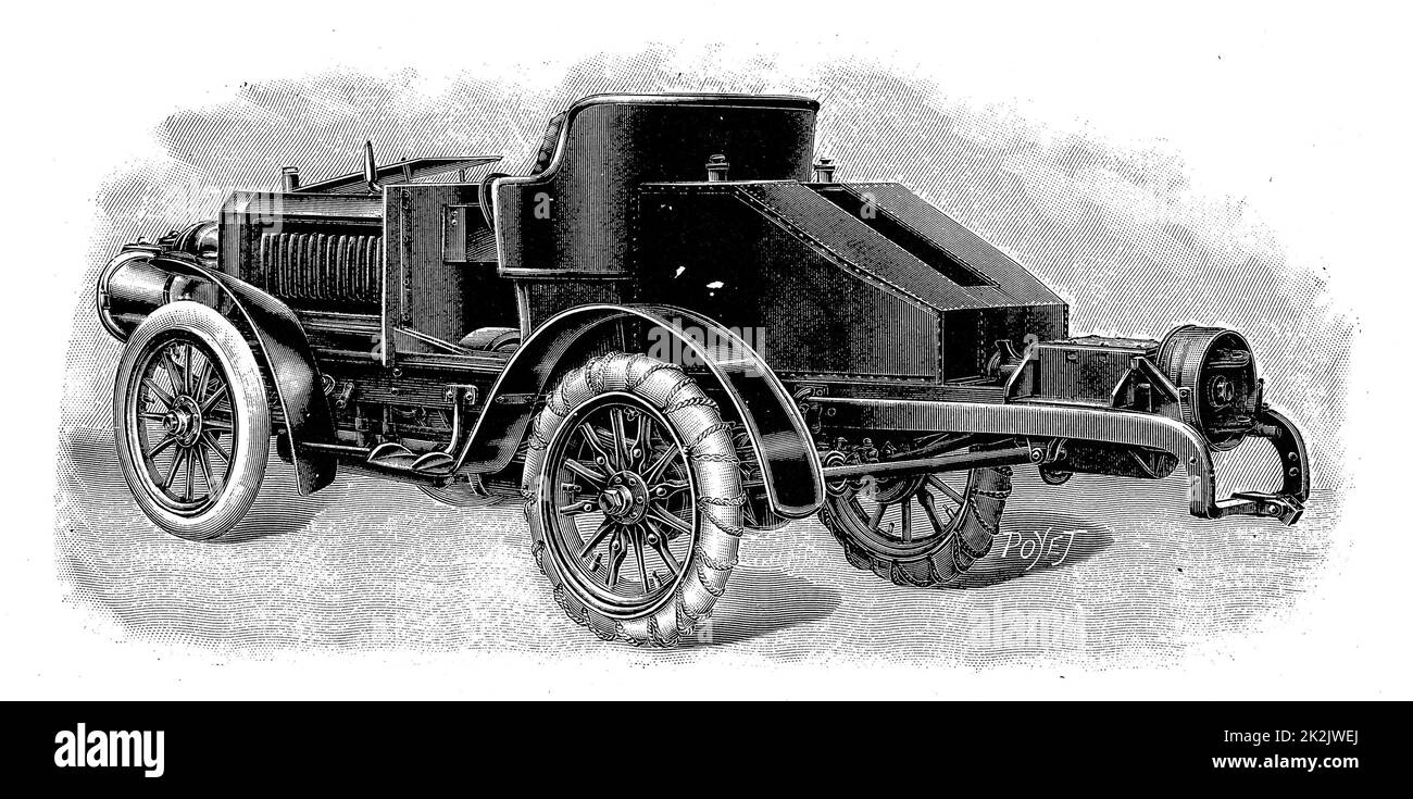 Renard's Zugmaschine, mit Anhängevorrichtung für Anhänger 1904. Gravur Stockfoto